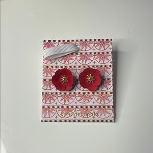 Anthropologie Red Floral Earring